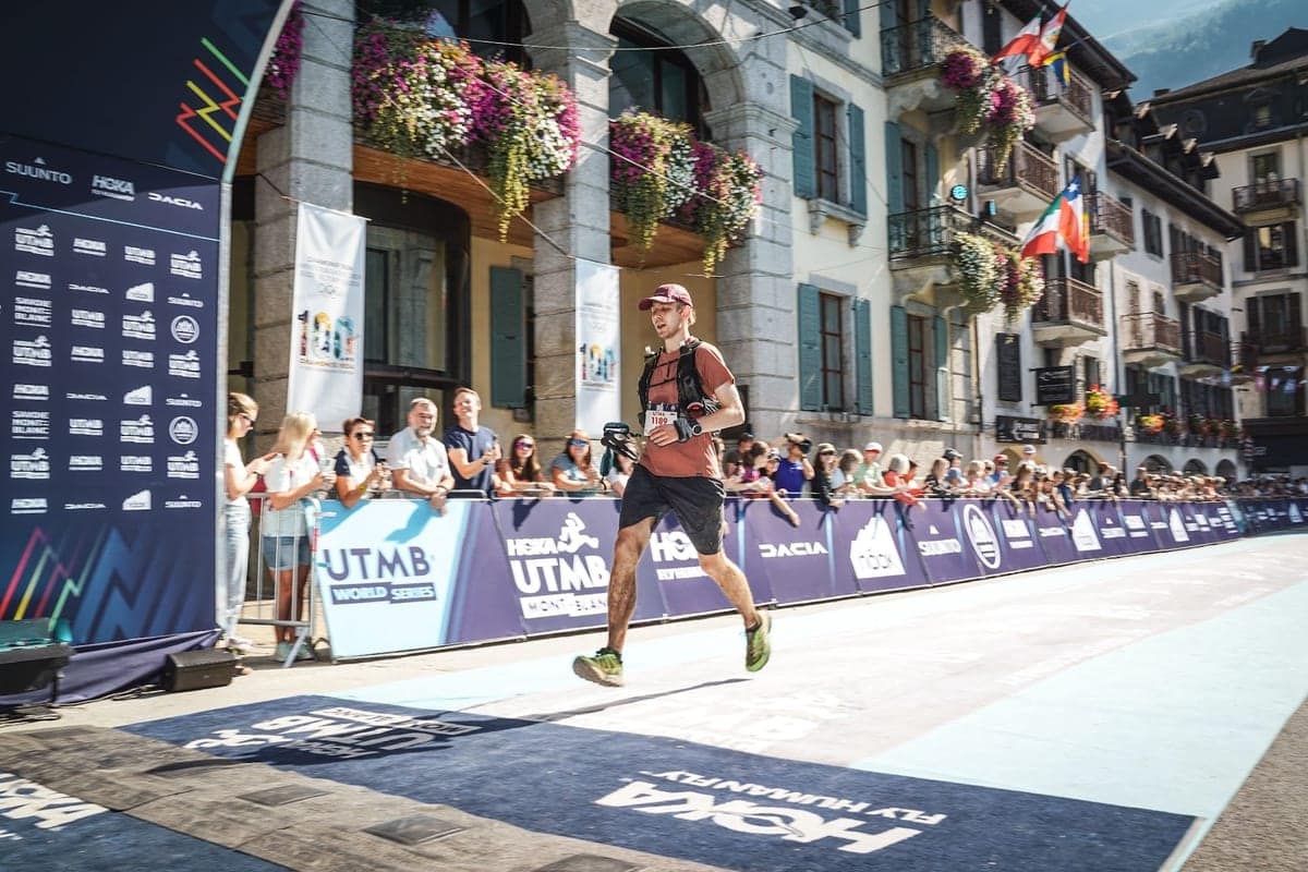 Runner racing at UTMB World Series in Chamonix